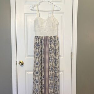 Lily Rose White and Blue Maxi Dress